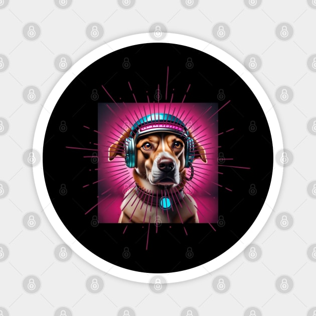 Beautiful futuristic style beige dog Magnet by Studio468